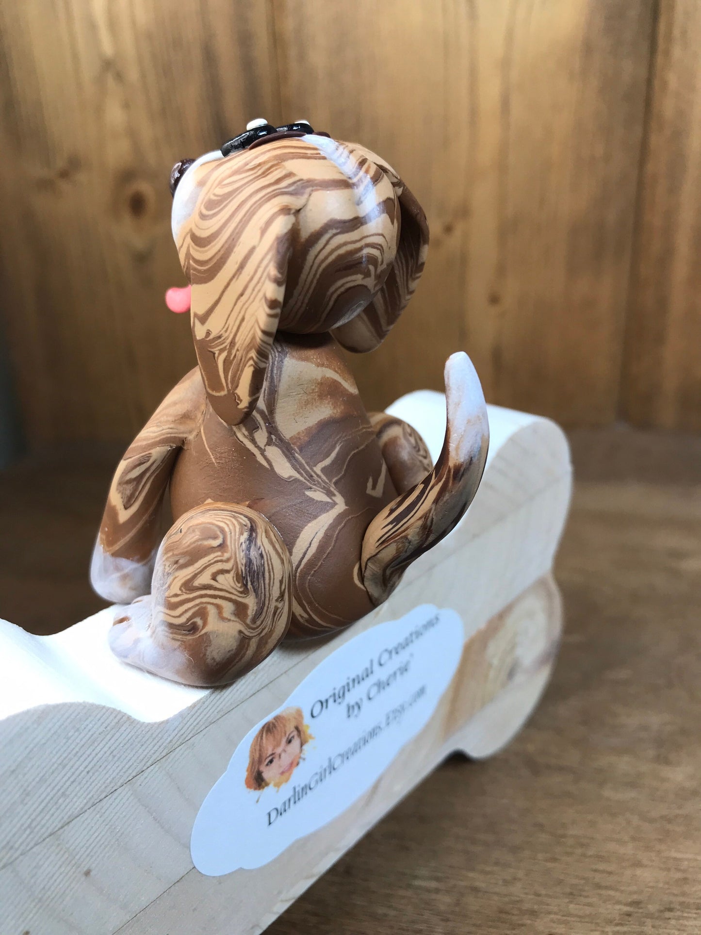 Dog Kisses Fix Everything Polymer Clay and Wood Home Decor, Cute Puppy, Sweet Dog, Love Dogs, Funny Pet Collectible, Happy Pup Tongue Out