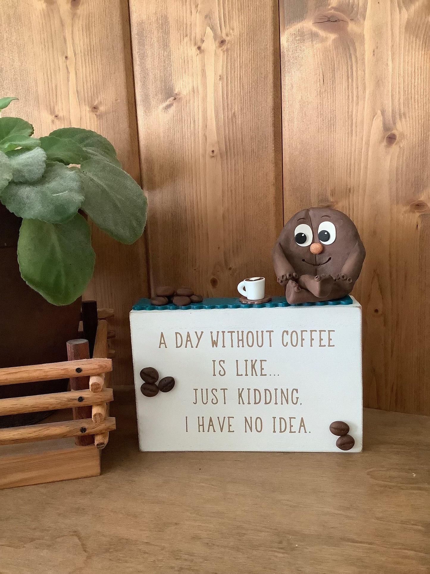 A Day Without Coffee Humor, Coffee Nook Decor, Funny Coffee, Java, Cute Coffee Bean Clay Character, Coffee Bar Decor, Caffeine Joke