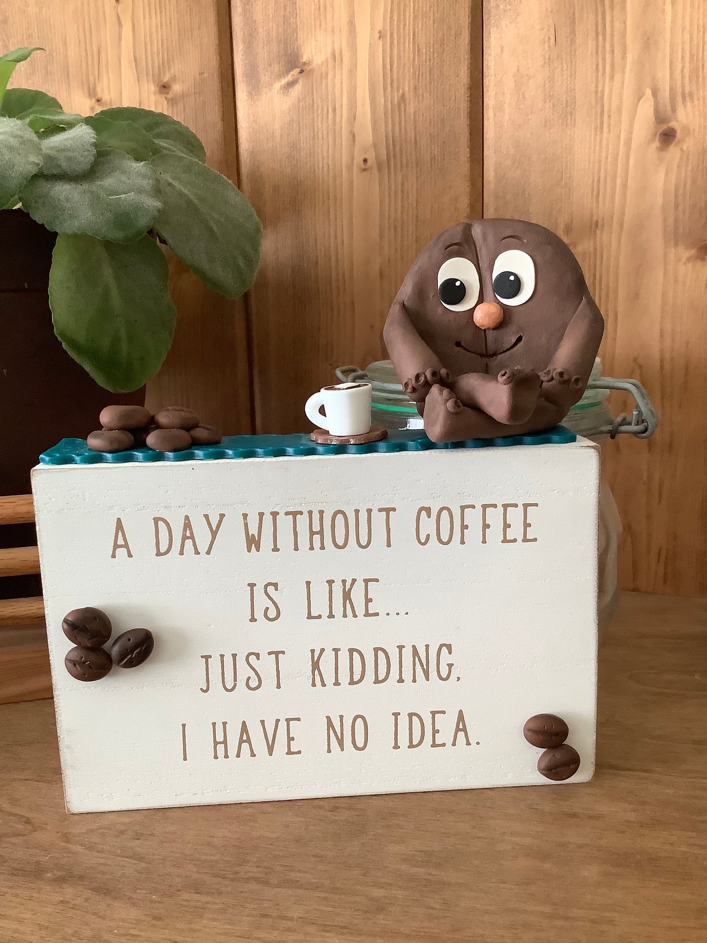 A Day Without Coffee Humor, Coffee Nook Decor, Funny Coffee, Java, Cute Coffee Bean Clay Character, Coffee Bar Decor, Caffeine Joke