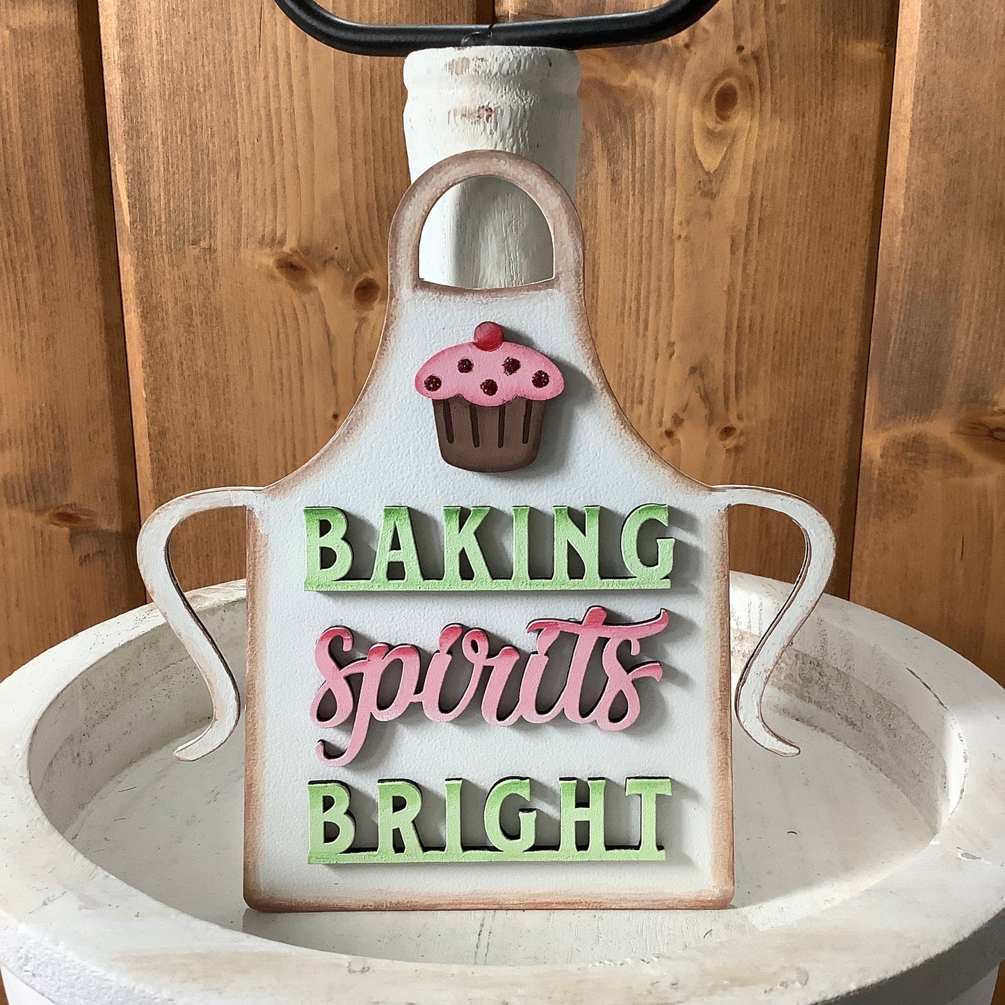 5 Piece Baking Spirits Bright Gingerbread Tier Tray Set, Adorable Hand Painted Wood Holiday, Christmas Display