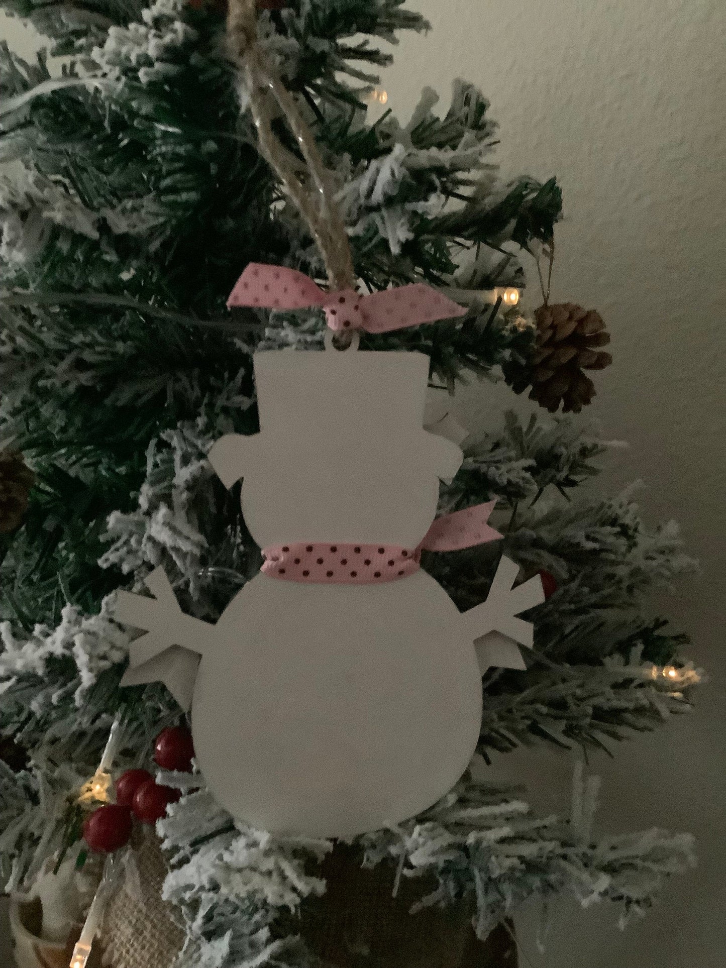 Snowman Christmas Ornament, Cute Banner Says Cocoa, Detailed Wood Winter Holiday Ornament, Snow People Are So Adorable, Hot Cocoa Snowman